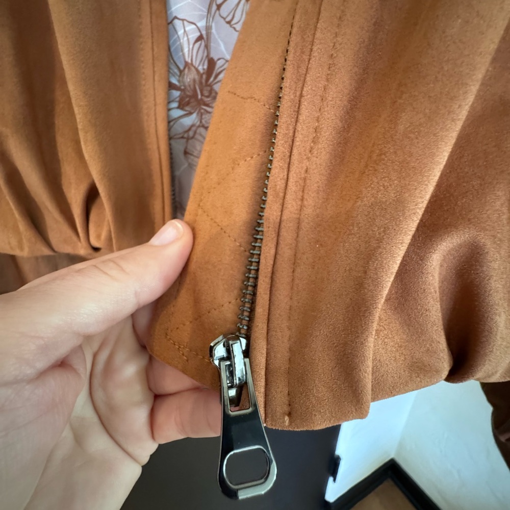 Anthropologie Tan Suede Bomber Jacket - Picture 5 of 5